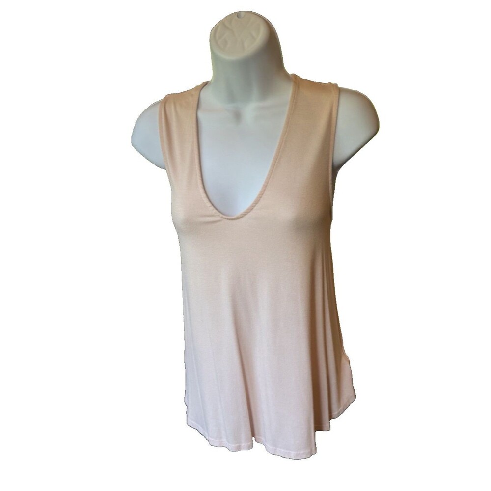 LA Made Tank Top Women's Size Medium Peach V Neck Sleeveless Loose Flowy EUC